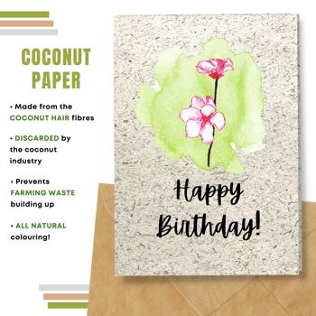Fait à la main respectueux de l'environnement | Graines plantables ou cartes d'anniversaire en papier de matière organique Carte simple de fleur rose 10
