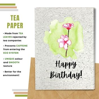 Fait à la main respectueux de l'environnement | Graines plantables ou cartes d'anniversaire en papier de matière organique Carte simple de fleur rose 11