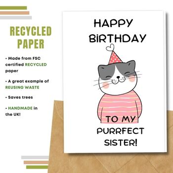 Fait à la main respectueux de l'environnement | Graines plantables ou cartes d'anniversaire en papier de matière organique Purrfect Sister Single Card 4