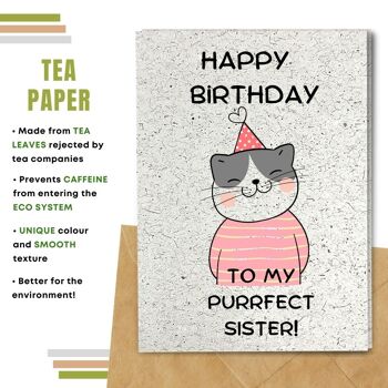 Fait à la main respectueux de l'environnement | Graines plantables ou cartes d'anniversaire en papier de matière organique Purrfect Sister Single Card 8