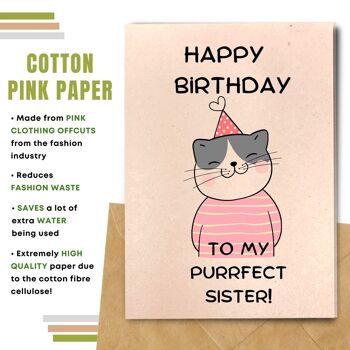 Fait à la main respectueux de l'environnement | Graines plantables ou cartes d'anniversaire en papier de matière organique Purrfect Sister Single Card 10