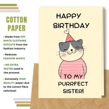 Fait à la main respectueux de l'environnement | Lot de 8 cartes d'anniversaire en papier pour graines à planter ou matériau organique Purrfect Sister 11