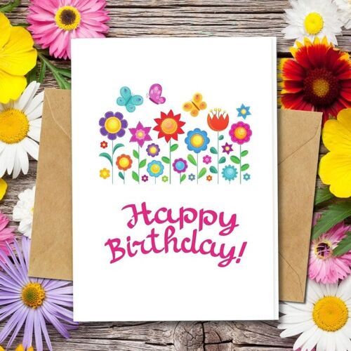 Handmade Eco Friendly | Plantable Seed or Organic Material Paper Birthday Cards Spring Wishes Single Card
