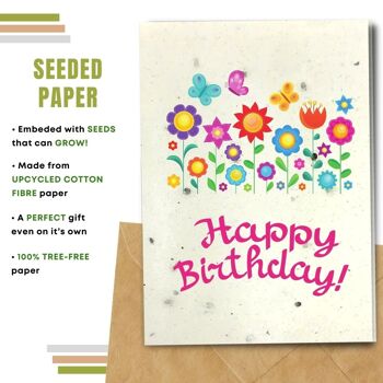 Fait à la main respectueux de l'environnement | Graines plantables ou cartes d'anniversaire en papier de matière organique Spring Wishes Single Card 2