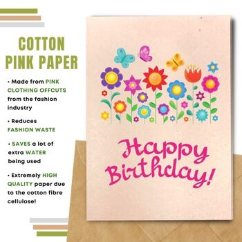 Fait à la main respectueux de l'environnement | Graines plantables ou cartes d'anniversaire en papier de matière organique Spring Wishes Single Card 3