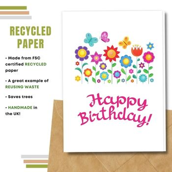Fait à la main respectueux de l'environnement | Lot de 8 cartes d'anniversaire en papier pour graines à planter ou matières organiques. 3
