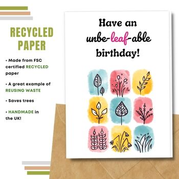 Fait à la main respectueux de l'environnement | Lot de 5 cartes d'anniversaire en papier pour graines à planter ou matériau organique. 4