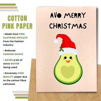 Fait à la main respectueux de l'environnement | Lot de 8 cartes de Noël en papier à planter ou en matériau organique Avo Merry Christmas 4