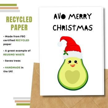 Fait à la main respectueux de l'environnement | Lot de 8 cartes de Noël en papier à planter ou en matériau organique Avo Merry Christmas 5