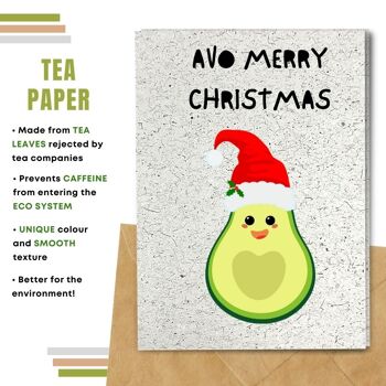 Fait à la main respectueux de l'environnement | Lot de 8 cartes de Noël en papier à planter ou en matériau organique Avo Merry Christmas 8