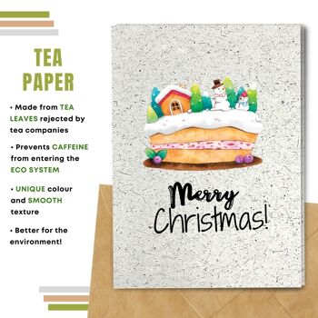 Fait à la main respectueux de l'environnement | Lot de 5 cartes de Noël en papier à planter ou en matériau organique Gâteau de Noël 8