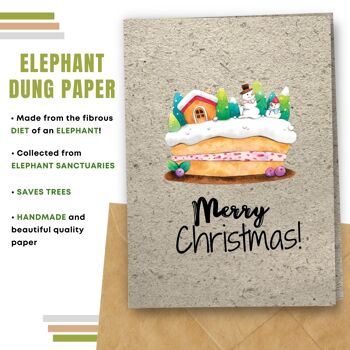 Fait à la main respectueux de l'environnement | Lot de 5 cartes de Noël en papier à planter ou en matériau organique Gâteau de Noël 9