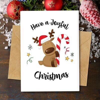 Handmade Eco Friendly | Plantable Seed or Organic Material Paper Christmas Cards Christmas Doggy Single Card
