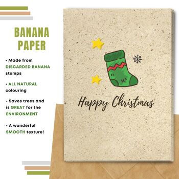 Fait à la main respectueux de l'environnement | Semences à planter ou papier de matériau organique Cartes de Noël Chaussette de Noël Lot de 5 8