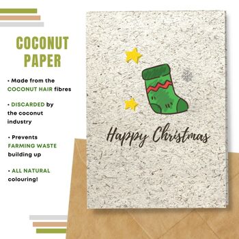 Fait à la main respectueux de l'environnement | Semences à planter ou papier de matériau organique Cartes de Noël Chaussette de Noël Lot de 5 9