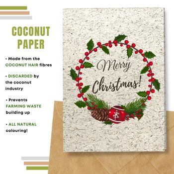 Fait à la main respectueux de l'environnement | Semences à planter ou papier de matière organique Cartes de Noël Guirlande de Noël Carte simple 9