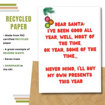 Fait à la main respectueux de l'environnement | Lot de 5 cartes de Noël en papier pour graines à planter ou matériau organique Cher Père Noël 5