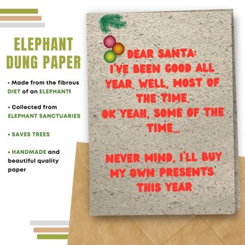 Fait à la main respectueux de l'environnement | Lot de 5 cartes de Noël en papier pour graines à planter ou matériau organique Cher Père Noël 6