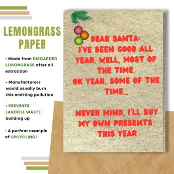 Fait à la main respectueux de l'environnement | Lot de 5 cartes de Noël en papier pour graines à planter ou matériau organique Cher Père Noël 7
