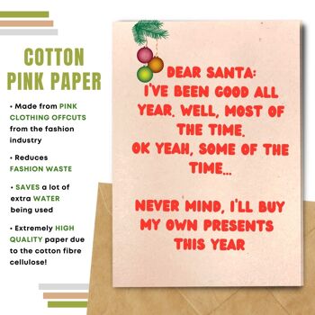 Fait à la main respectueux de l'environnement | Lot de 5 cartes de Noël en papier pour graines à planter ou matériau organique Cher Père Noël 8