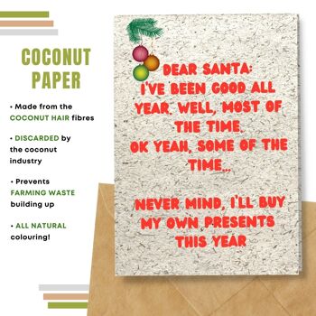 Fait à la main respectueux de l'environnement | Lot de 5 cartes de Noël en papier pour graines à planter ou matériau organique Cher Père Noël 9