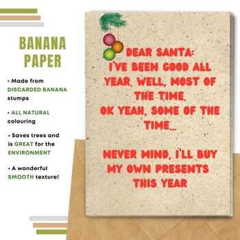 Fait à la main respectueux de l'environnement | Lot de 5 cartes de Noël en papier pour graines à planter ou matériau organique Cher Père Noël 10
