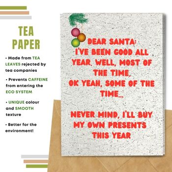 Fait à la main respectueux de l'environnement | Lot de 5 cartes de Noël en papier pour graines à planter ou matériau organique Cher Père Noël 11
