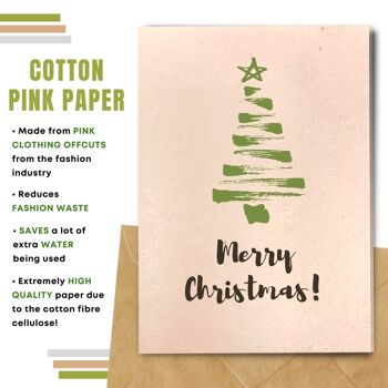 Fait à la main respectueux de l'environnement | Lot de 5 cartes de Noël en papier de graines ou de matières organiques à planter Arbre vert 6