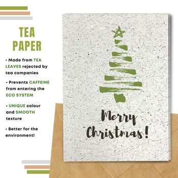 Fait à la main respectueux de l'environnement | Lot de 5 cartes de Noël en papier de graines ou de matières organiques à planter Arbre vert 9