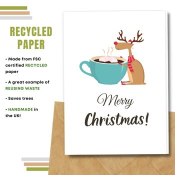 Fait à la main respectueux de l'environnement | Lot de 5 cartes de Noël en papier pour graines ou matières organiques à planter Hot Choco 5
