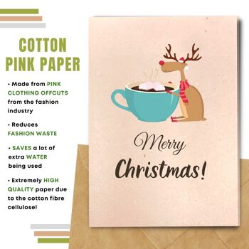 Fait à la main respectueux de l'environnement | Lot de 5 cartes de Noël en papier pour graines ou matières organiques à planter Hot Choco 6