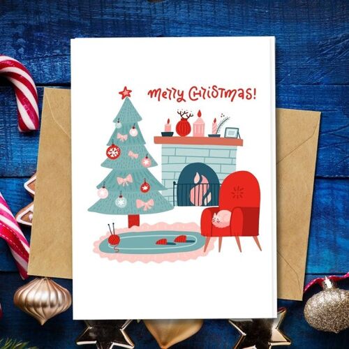 Handmade Eco Friendly | Plantable Seed or Organic Material Paper Christmas Cards Homely Christmas Single Card