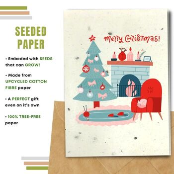Fait à la main respectueux de l'environnement | Cartes de Noël en papier de graines ou de matières organiques à planter Carte simple de Noël simple 2