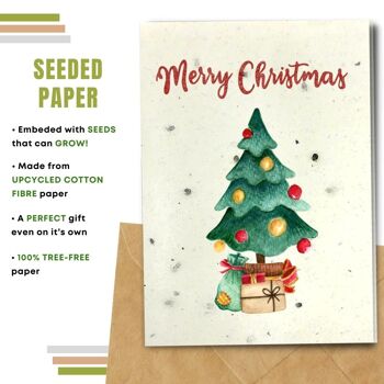 Fait à la main respectueux de l'environnement | Graines plantables ou cartes de Noël en papier de matière organique Carte simple Hey Ho Ho 2