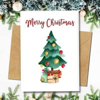Handmade Eco Friendly | Plantable Seed or Organic Material Paper Christmas Cards Hey Ho Ho Pack of 5
