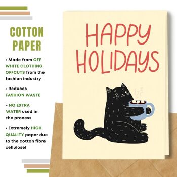 Fait à la main respectueux de l'environnement | Lot de 5 cartes de Noël en papier pour graines à planter ou matériau organique Holly Cat 3