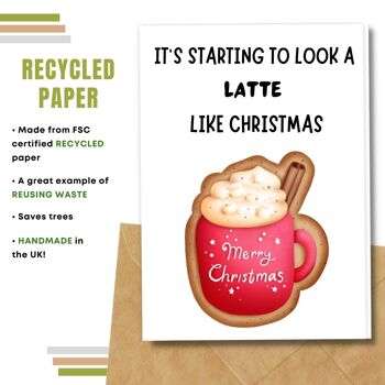 Fait à la main respectueux de l'environnement | Cartes de Noël en papier de graines ou de matières organiques à planter Il ressemble à un café au lait comme carte unique de Noël 4