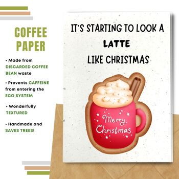 Fait à la main respectueux de l'environnement | Cartes de Noël en papier de graines ou de matières organiques à planter Il ressemble à un café au lait comme carte unique de Noël 5