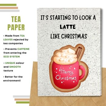 Fait à la main respectueux de l'environnement | Cartes de Noël en papier de graines ou de matières organiques à planter Il ressemble à un café au lait comme carte unique de Noël 7
