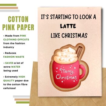 Fait à la main respectueux de l'environnement | Cartes de Noël en papier de graines ou de matériaux organiques à planter Il ressemble à un café au lait comme un paquet de 5 6
