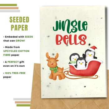 Fait à la main respectueux de l'environnement | Graines plantables ou papier de matière organique Cartes de Noël Jingle Bells Single Card 2