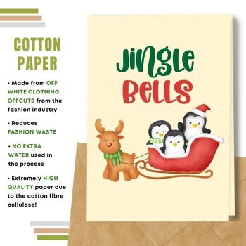 Fait à la main respectueux de l'environnement | Graines plantables ou papier de matière organique Cartes de Noël Jingle Bells Single Card 3