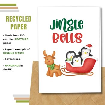 Fait à la main respectueux de l'environnement | Graines plantables ou papier de matière organique Cartes de Noël Jingle Bells Single Card 4