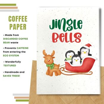 Fait à la main respectueux de l'environnement | Graines plantables ou papier de matière organique Cartes de Noël Jingle Bells Single Card 5