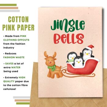 Fait à la main respectueux de l'environnement | Graines plantables ou papier de matière organique Cartes de Noël Jingle Bells Single Card 6