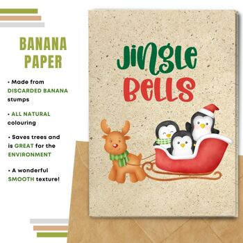 Fait à la main respectueux de l'environnement | Graines plantables ou papier de matière organique Cartes de Noël Jingle Bells Single Card 7