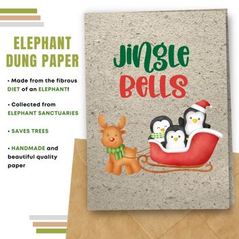 Fait à la main respectueux de l'environnement | Graines plantables ou papier de matière organique Cartes de Noël Jingle Bells Single Card 8