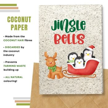 Fait à la main respectueux de l'environnement | Graines plantables ou papier de matière organique Cartes de Noël Jingle Bells Single Card 9