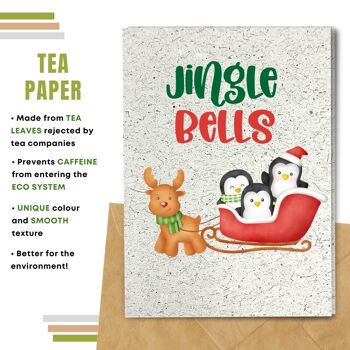 Fait à la main respectueux de l'environnement | Graines plantables ou papier de matière organique Cartes de Noël Jingle Bells Single Card 10