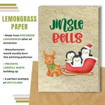 Fait à la main respectueux de l'environnement | Graines plantables ou papier de matière organique Cartes de Noël Jingle Bells Single Card 11